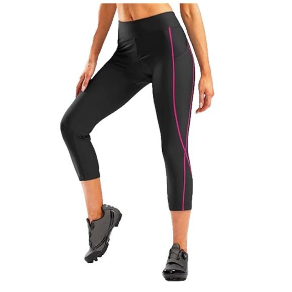 NEW 4D Padded Bike Pants High Waist Capris 3/4 Women's L